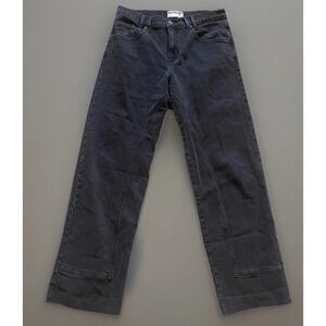 We The Free Black High Rise Straight Jeans Womens 28 Raw Hem Washed Denim